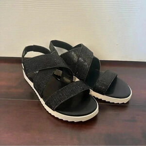 Size 9 Brand New Guess Black Sparkly Ankle Strap Sandals